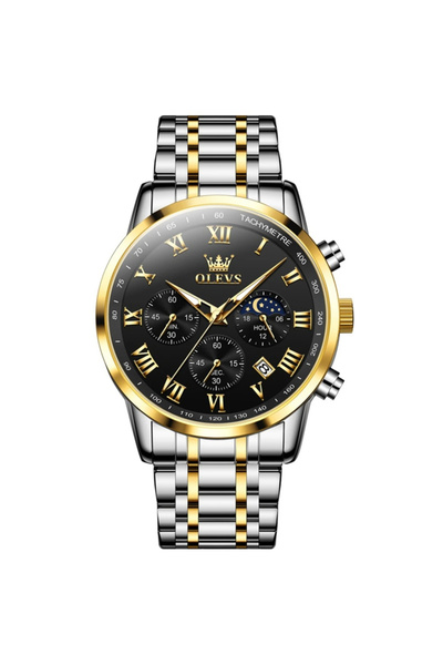 OLEVS Ceas bărbătesc cronograf cu dată elegant cu cuarț analogic din oțel