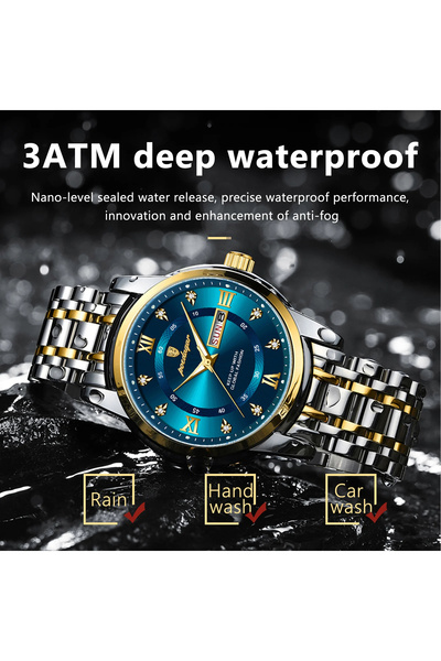 POEDAGAR Ceas bărbătesc cronograf elegant de lux cuarț cuarț cu dată și calendar din oțel argintiu