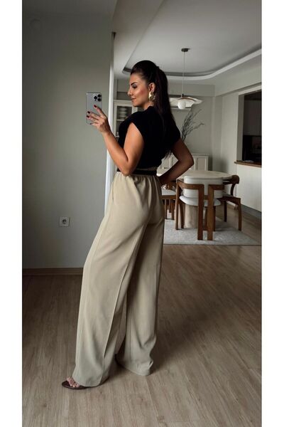 Fistan Byn Melisa Gold Düğme Pantolon Bej