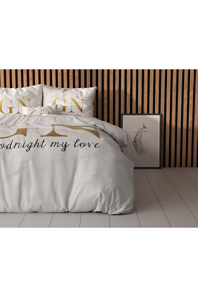 Sleeptime Duvet cover set, Microfiber, White with gold, 140 x 200 cm, Origin Netherlands