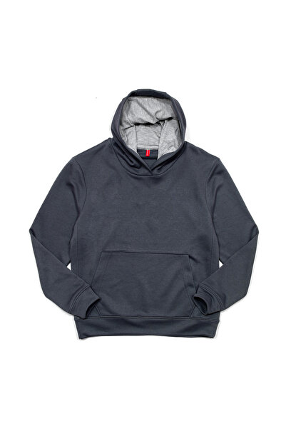 Cottonland Men's Campus Regular Fit Hooded Pocket Three Thread Unprinted Cotton Sweatshirt Smoked