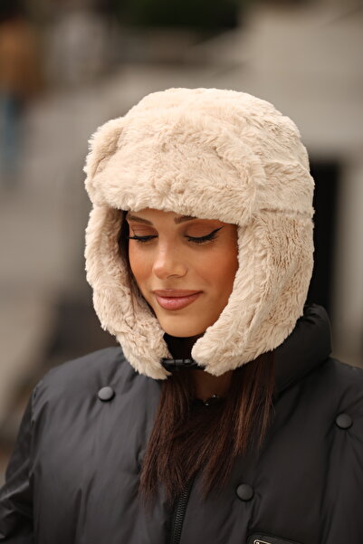 Jack Ferrero UNISEX Çıtçıtlı Kürklü Kulaklıklı Peluş Bere Şapka