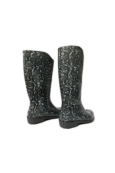 Emek Kadın Gri Desenli 35 Cm Uzun Bahçe Yağmur Çizmesi EMKK309-210