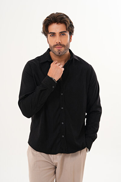 Catto Peak Мъжка памучна кадифена еластична риза за всеки сезон