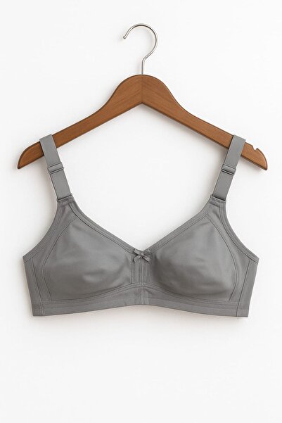 enmodaiçgiyim Gray Plus Size C Cup Stitch-Free No Underwire No Sponge Shaping / Sculpting Wide Strap Bra - No Trace