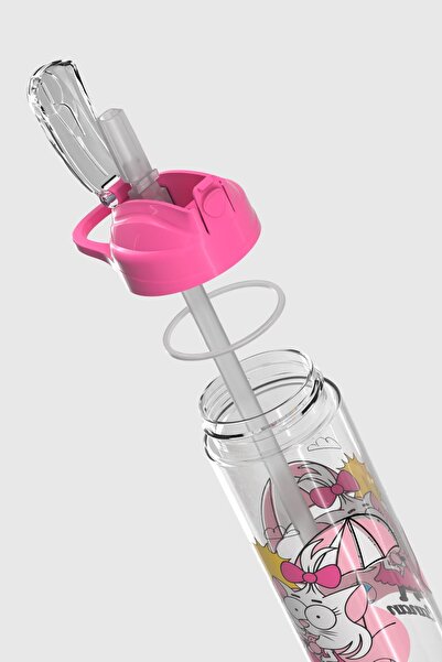 Renga Falcon Kral Şakir Canan Patterned 630 ml Tritan Children's Water Bottle with Straw 222031 Pink