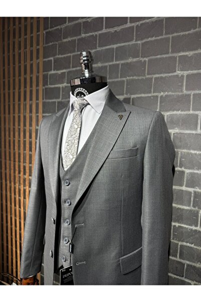 Dupont Filafil Kırlangıç Yaka Viscon Yelekli Takım Elbise