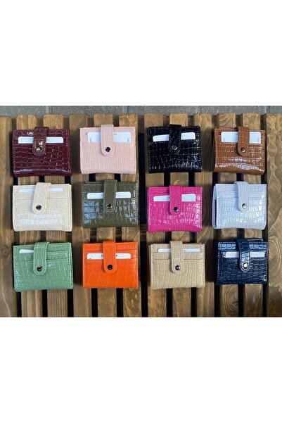 SHIKIRTI Γυναικείο πορτοφόλι-θήκη για κάρτες με μοτίβο κροκόδειλου από συνθετικό δέρμα με κλείσιμο με κουμπωτά (Αποστολή σε κουτί)