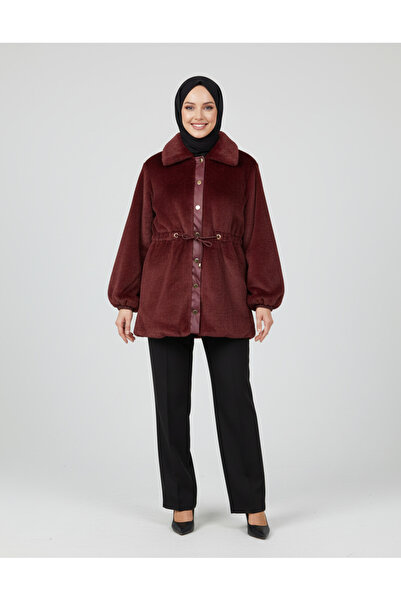 BENAHOLL Palton de pluș cu închidere cu apăsare Bemesia-BN8599 Roșu Claret