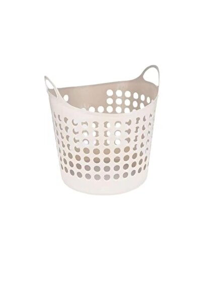 Generic Modern Plastic Laundry Storage Basket, White,Grid Pattern, Perforated Design