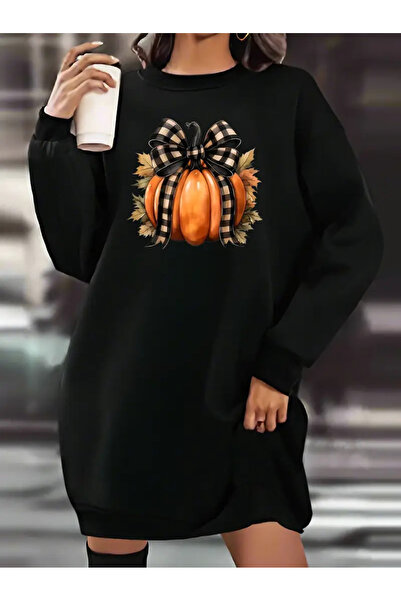 Pink Sky Rochie de toamnă pentru femei Pumpkin Swea tricou - Negru