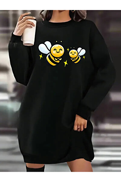 Pink Sky Rochie pentru femei Arı cu imprimeu Black supradimensionat Swea tricou