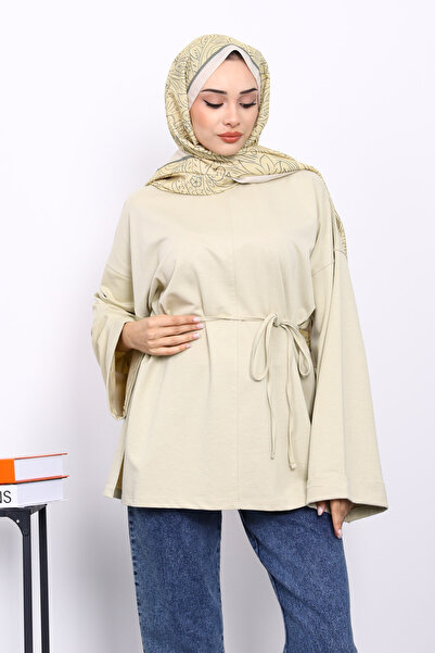 İmajButik Παστέλ πράσινο φούτερ με λεπτομέρεια ραφής στα πλαϊνά άνοιγμα