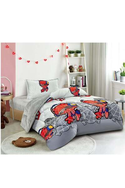 MİNG Lİ طقم لحاف شتوي مبطن ناعم مطبوع للأطفال من ميجا، مكون من 3 قطع - مفرد