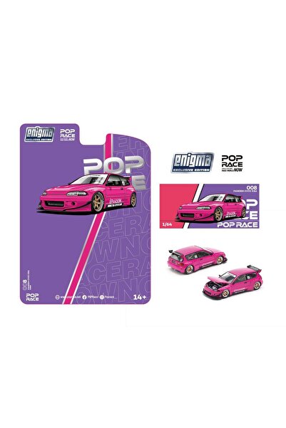 1:64 Pandemic Civic EG6 Pink – Diecast Model Car with Openable Hood PRE008