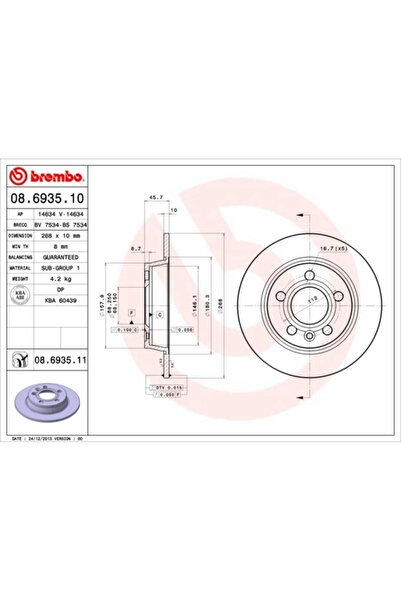 Brembo Disc Frana Ford Galaxy 1/Galaxy Model 1 Van Seat Alhambra