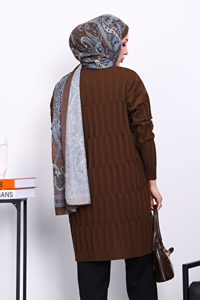 İmajButik Brown Cold Thread Mercerized Knitwear Tunic