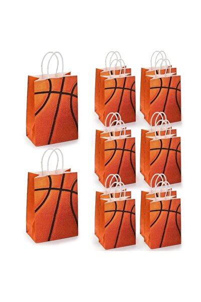 Generic 12 Pack Basketball Party Gift Bag, Kraft Paper Basketball Party Favor Bags Goodie Bags Candy Treat