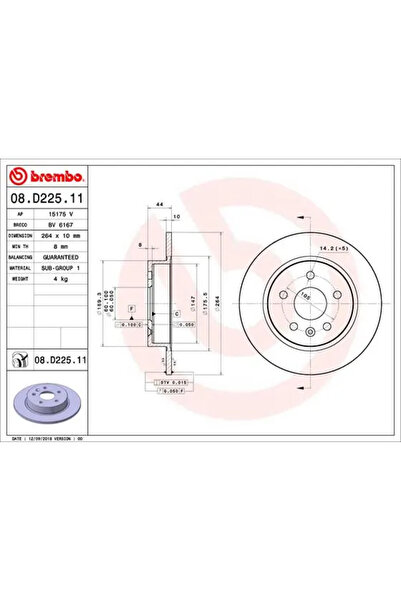 Brembo Set Discuri Frana Buick (Sgm) Velite 5/Verano Chevrolet (Sgm) Cruze 20...