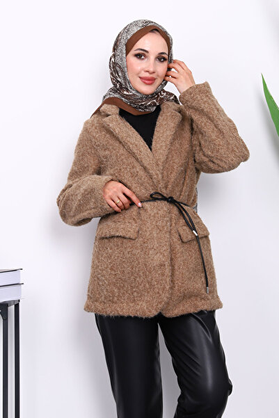 İmajButik Μπουφάν από τσόχα με τσέπες με κορδόνι στη μέση