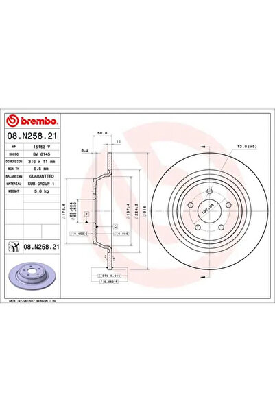 Brembo Disc Frana Ford Kuga 2/Mondeo 5 Turnier/Mondeo 5 Limuzina Ford (Changa...