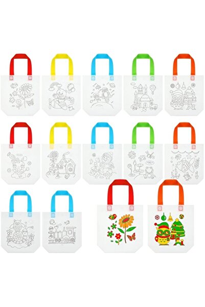 Generic YHCG 12Pcs Party Favor Bags, Eco Reusable Coloring Carnival Animal Art Party Paper Goodie Bags, Non