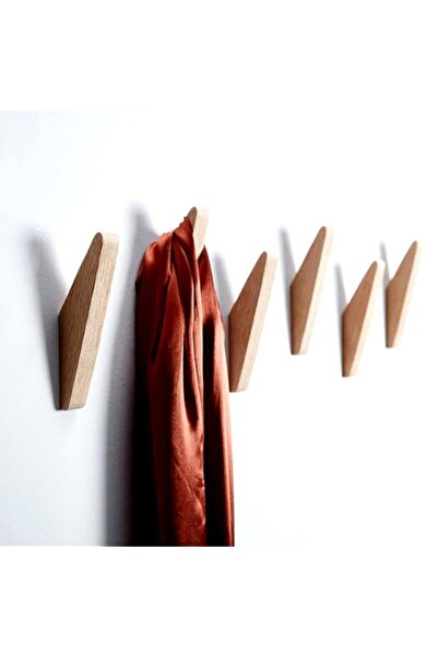 Generic DUUO Wood Wall Hooks, 6 Pack Oak Coat Hooks Minimalist Design Heavy D...
