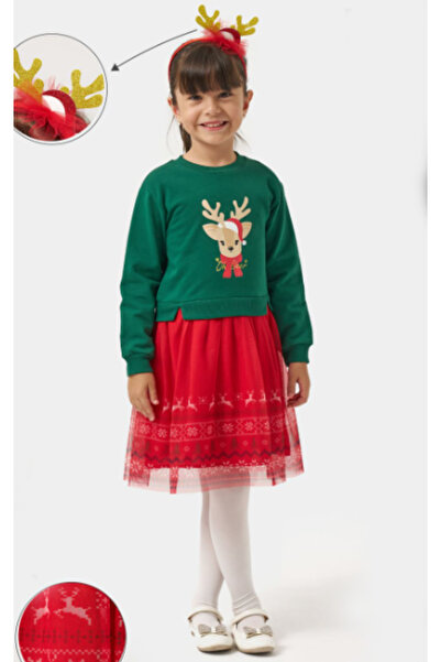 Name Baby فستان عيد الميلاد للفتيات من Oh Deer Tulle لعام مطبوع