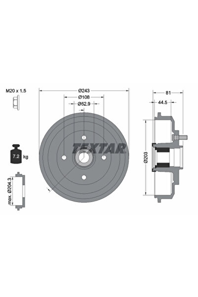 TEXTAR Tambur Frana Ford Ecosport/Fiesta 4/Fiesta 5 Ford Australia Fiesta