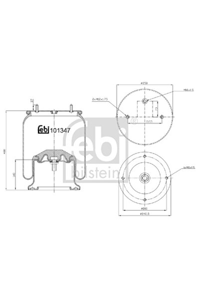 FEBI BILSTEIN Въздушни окачващи маншони преден десен мост Daf CF 85/XF 105/XF 95