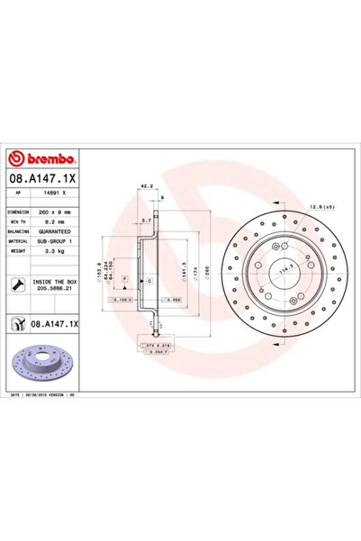 Brembo Спирачен диск Acura Ilx Sedan Ciimo Ciimo
