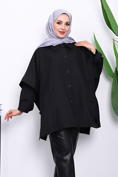 İmajButik Μαύρο πανσό με oversized κουμπιά