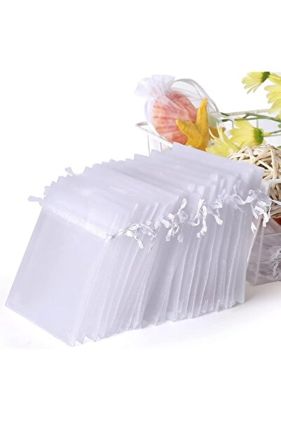 Generic Nnewvante 100PCS (7x9cm) Sheer Organza Bags, White Wedding Favor Bags With Drawstring, Premium Jewe