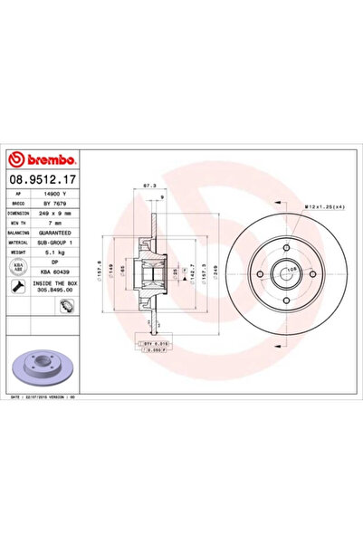 Brembo Set Discuri Frana Citroen C4 1/C4 Cupe Peugeot 307 2000-2016