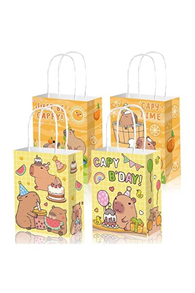 Generic Capybara Party Favor Bags with Handles, 12 Pcs Cute Capybara Paper Gift Bags for Kids Birthday, Wed
