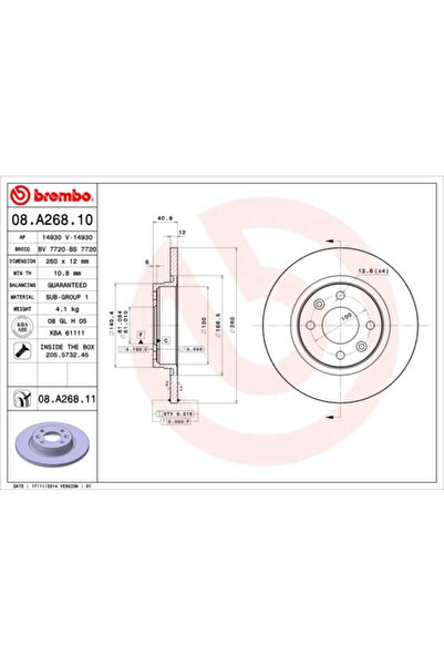 Brembo Disc Frana Dacia Logan/Sandero Renault Logan 1/Sandero/Stepway 1/Twingo 1