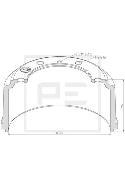PE AUTOMOTIVE Tambur Frana Punte Fata Man Foc/G90/L2000
