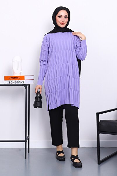 İmajButik Lilac Cold Yarn Mercerized Knitwear Tunic