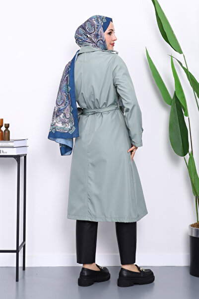 İmajButik Καμπαρντίνα με κουμπιά και ζώνη μέσης με γιακά Çağla Kravuze