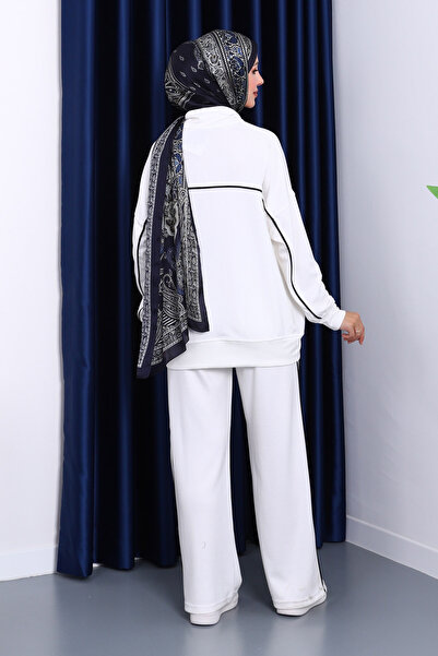 İmajButik Ecru Double Pocket Zippered Piped Sets