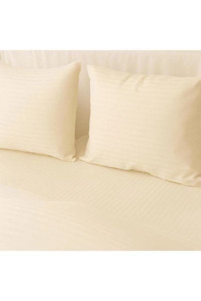 Saret Home Cotton Satin Double Fitted Sheet Set, Hotel Type with Pillowcases,