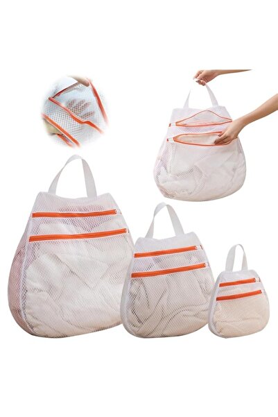 Generic 3-Pack Reusable Mesh Laundry Bags for Washing Delicates with Zipper a...