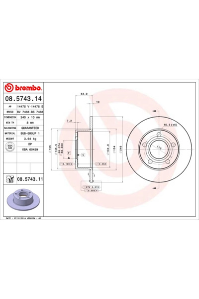 Brembo Спирачен диск Audi 100 C4/A6 C4