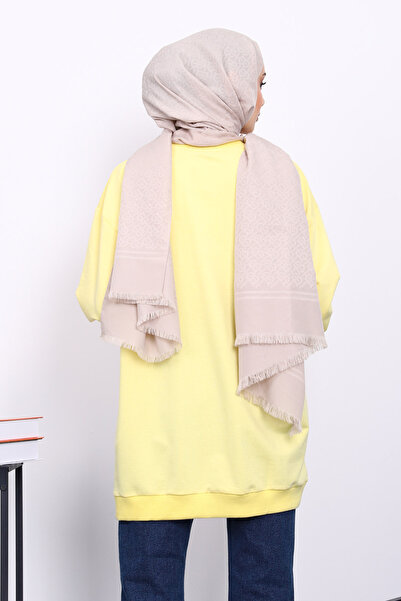 İmajButik Κίτρινο φούτερ με λαιμόκοψη και πέτρα Modal