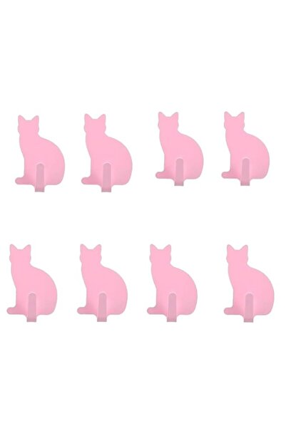 Generic 8 Pack Stainless Steel Key Hangers for Cat Lovers,Adhesive Wall Hooks Cat Shaped,Cute Decorative Ho