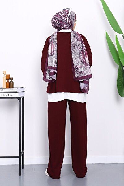 İmajButik Plum T-Shirt, Underwear, and Pants Three-Piece Combination Set