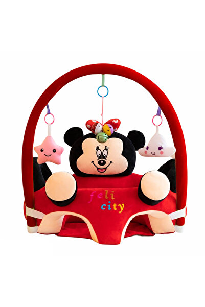 OEM Plush Baby Chair with Backrest and Toy Arch, Minnie Mouse, 53 cm, Red