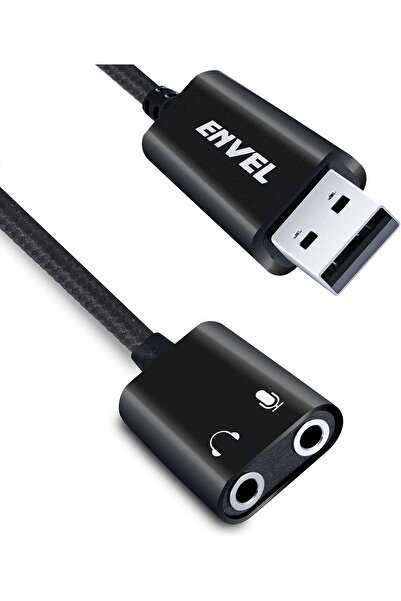 ENVEL محول صوت USB إلى 3.5 ملم، بطاقة صوت ستيريو خارجية مع سماعة رأس TRS مزدو...