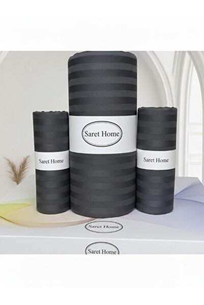 Saret Home Cotton Satin Double Fitted Sheet Set, Hotel Type with Pillowcases,