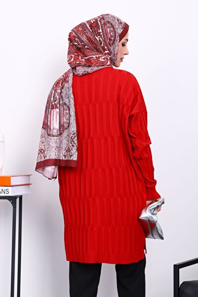 İmajButik Red Cold Thread Mercerized Knitwear Tunic